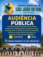 Audiência Pública em São João do Ivaí discutirá reajuste salarial e garantia do Piso Nacional dos Professores
