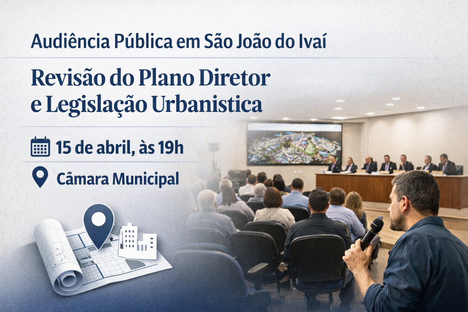 Audiência pública em São João do Ivaí vai discutir revisão do Plano Diretor e legislação urbanística